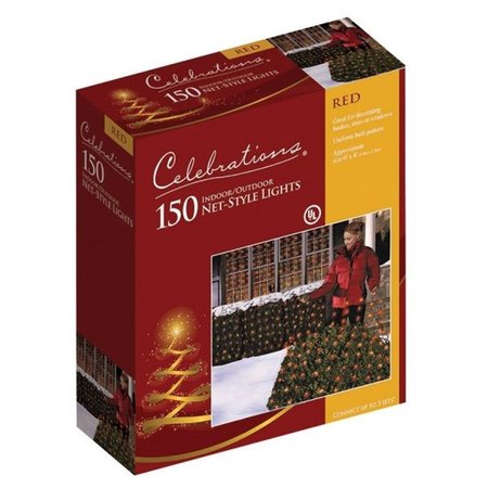 CELEBRATIONS 48953-71 150 Red Commercial Net Lights 4 x 6 ft. CE9772